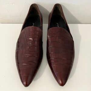 Paul Green Burgundy Crocodile Embossed Leather Flats